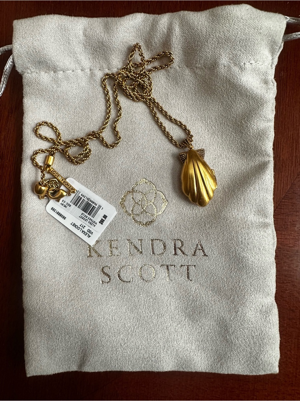 Kendra Scott Gold-Tone Mother of Pearl Shell Locket Necklace - Picture 4 of 7